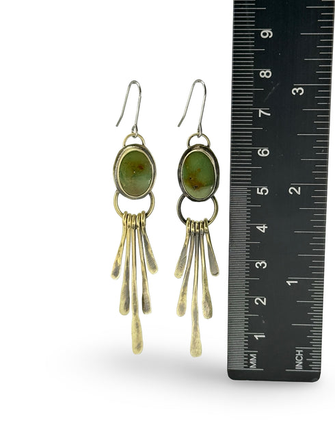 Turquoise Stick Brass Earrings