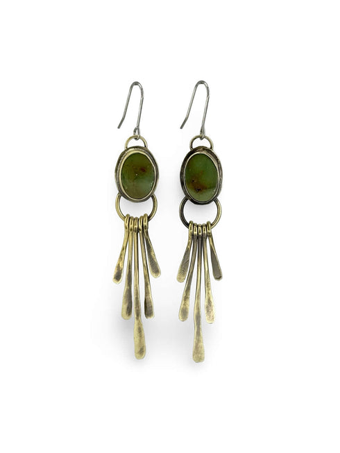 Turquoise Stick Brass Earrings