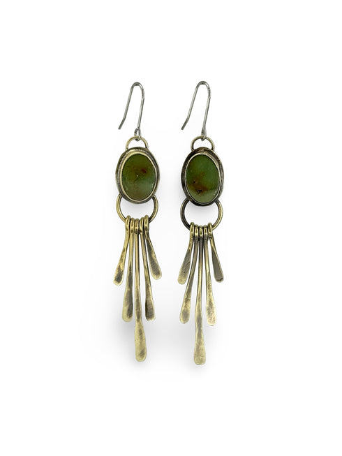 Turquoise Stick Brass Earrings