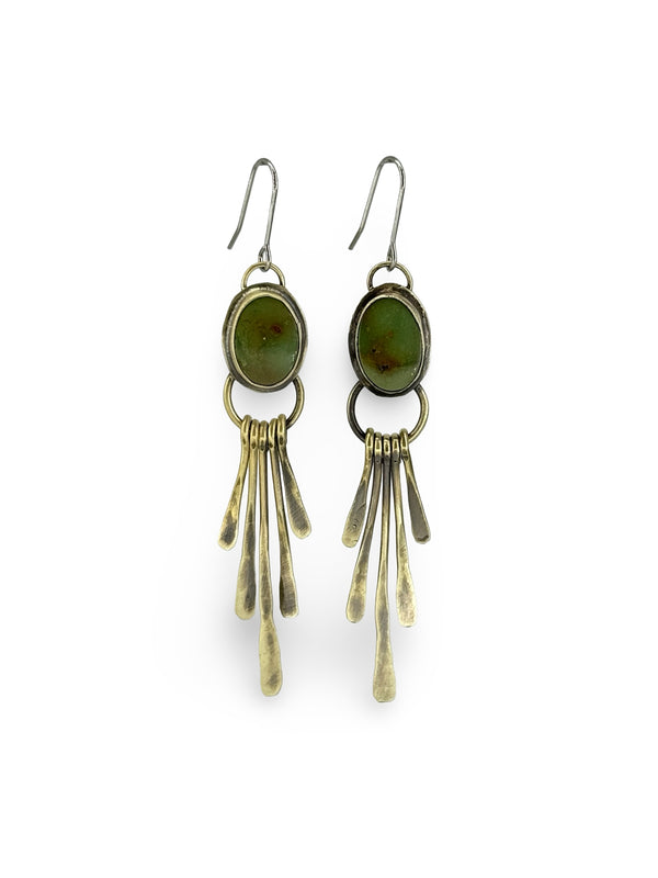 Pendientes Latón Palitos Turquesa
