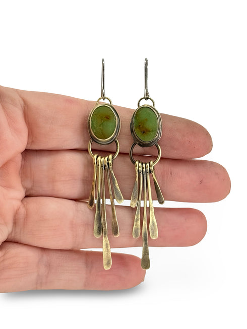 Turquoise Stick Brass Earrings