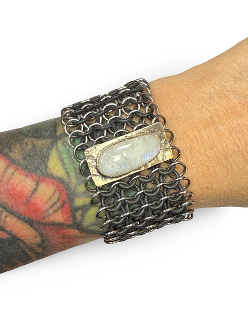 Brazalete Malla Eslastica Ancha Piedra