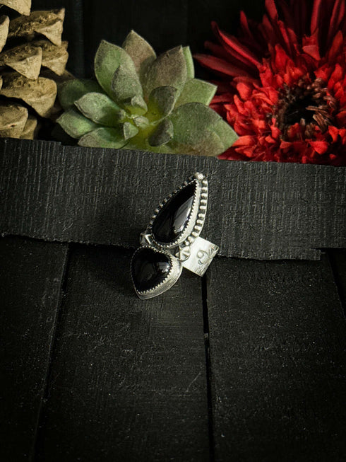 Anillo Duo Corazon Onix