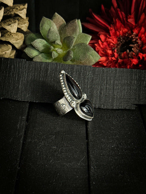 Anillo Duo Corazon Onix