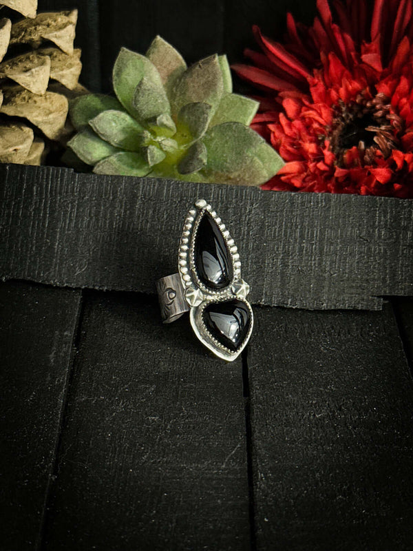 Anillo Duo Corazon Onix