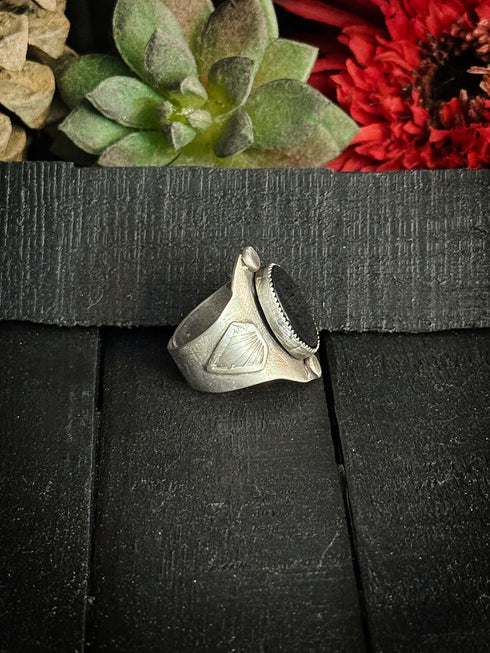 Black Onyx Shield Ring