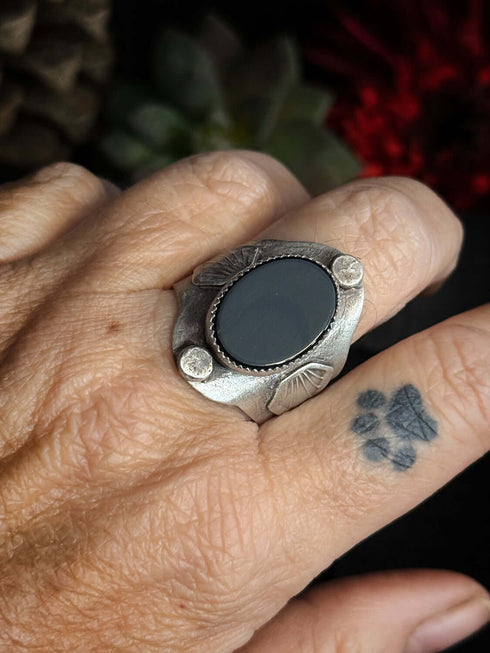 Black Onyx Shield Ring