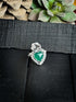 Green Agate Heart Pendant and Ring Set