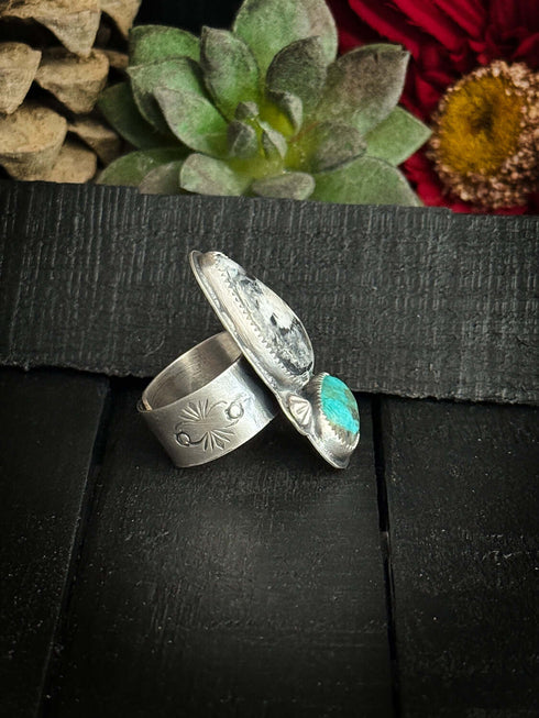 Anillo Duo White Buffalo y Turquesa