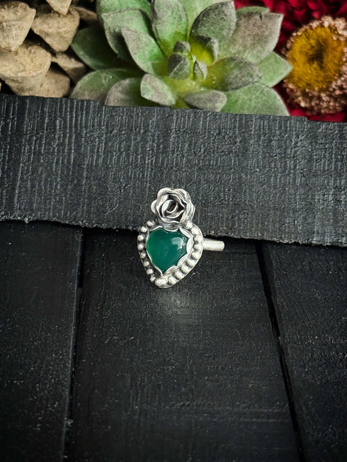 Anillo Corazon Agata Verde