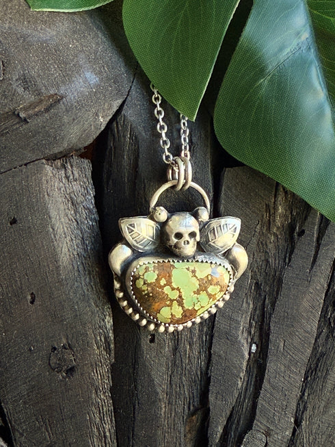 Colgante Calavera y Hojas Turquesa