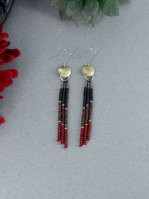 Fine Short Seed Disc Brass Earrings
