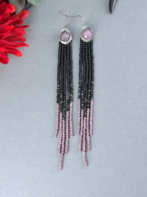 Pendientes Largos Seeds Zafiro Rosa