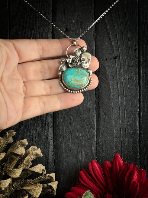Colgante Skull Rosa y Turquesa