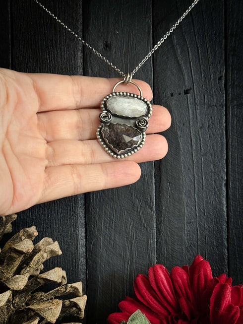 Colgante Duo Cuarzo y Piedra Luna