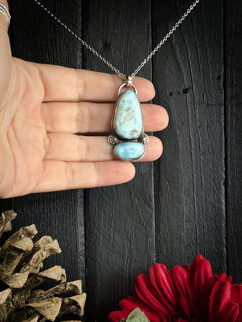 Colgante Duo de Plata con Larimar