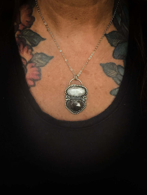 Colgante Duo Cuarzo y Piedra Luna