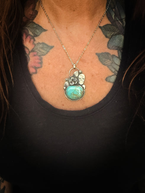 Colgante Skull Rosa y Turquesa