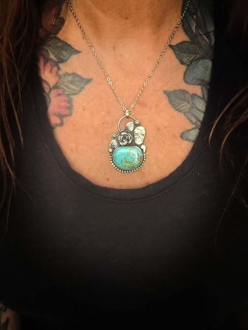 Colgante Skull Rosa y Turquesa