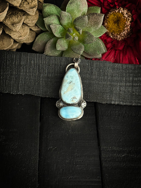 Colgante Duo de Plata con Larimar