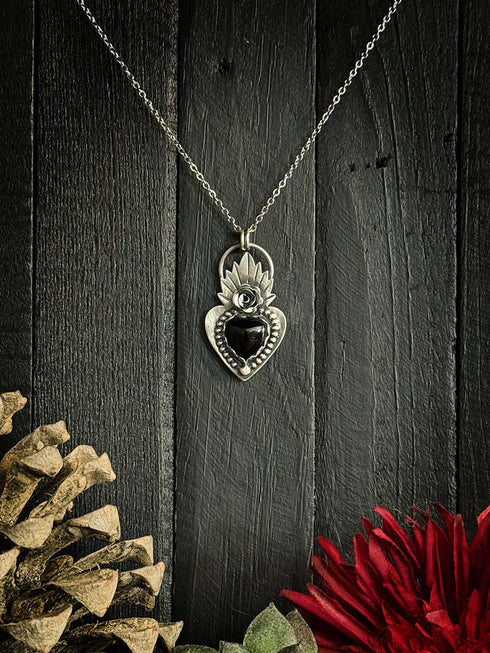Onyx Flame Heart Pendant