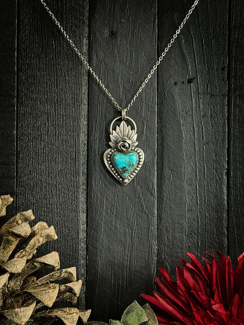 Colgante Corazón Llamas Turquesa