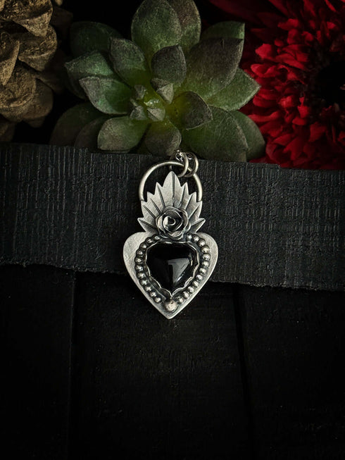 Onyx Flame Heart Pendant