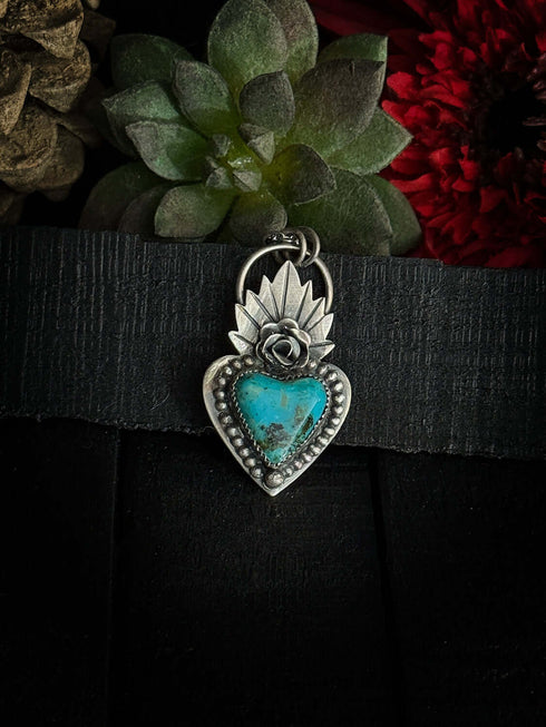 Colgante Corazón Llamas Turquesa
