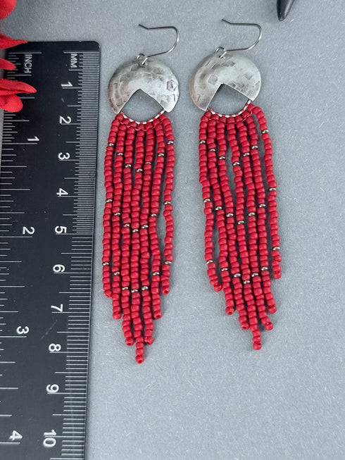 Pendientes Seeds Plata Pico Rojo