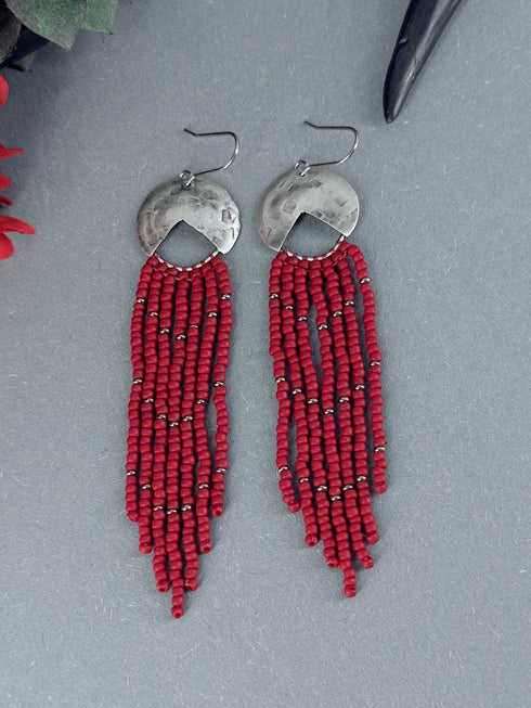 Pendientes Seeds Plata Pico Rojo