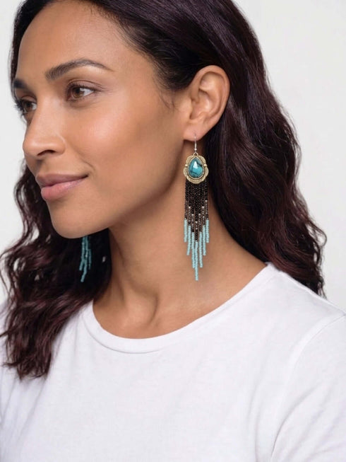 Brass and Turquoise Seed Earrings