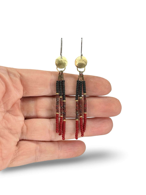 Fine Short Seed Disc Brass Earrings