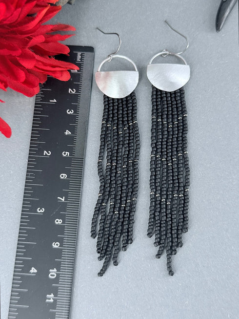 Pendientes Seeds Plata Disco medio Negro