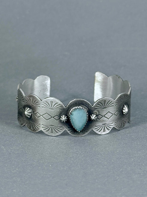Pulsera Plata Grabados y turquesa