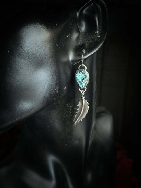Pendientes Pluma y Turquesas