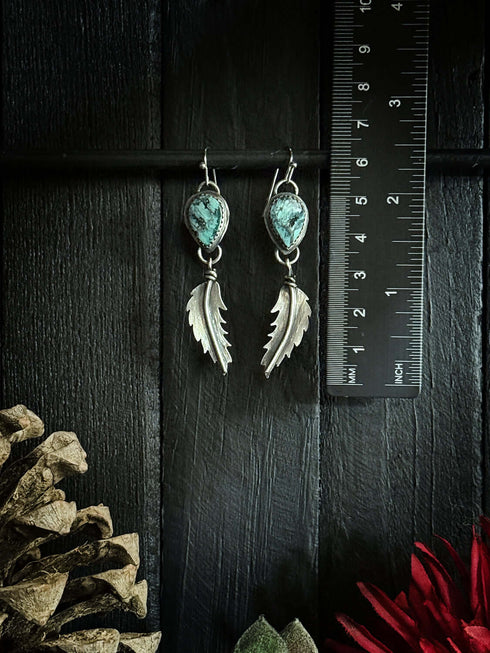 Pendientes Pluma y Turquesas
