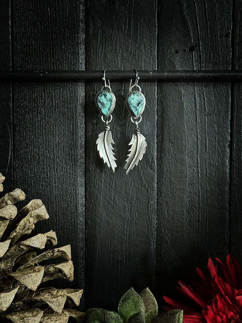 Pendientes Pluma y Turquesas