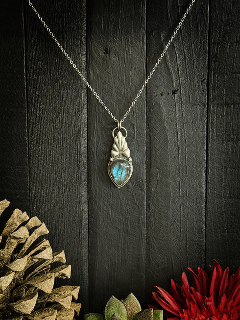 Labradorite Leaf Concho Pendant