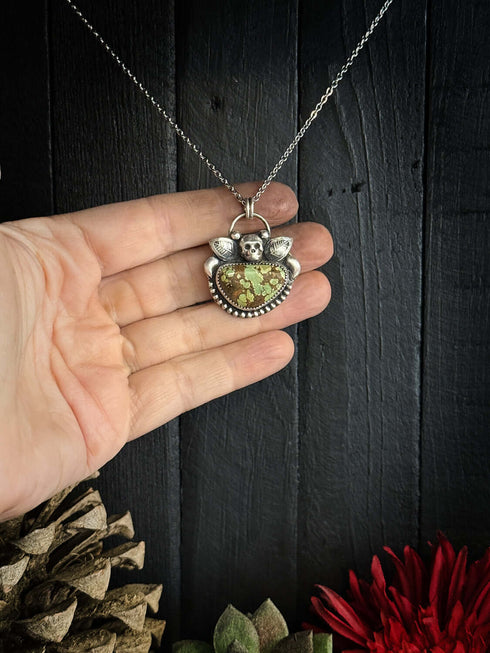 Colgante Calavera y Hojas Turquesa