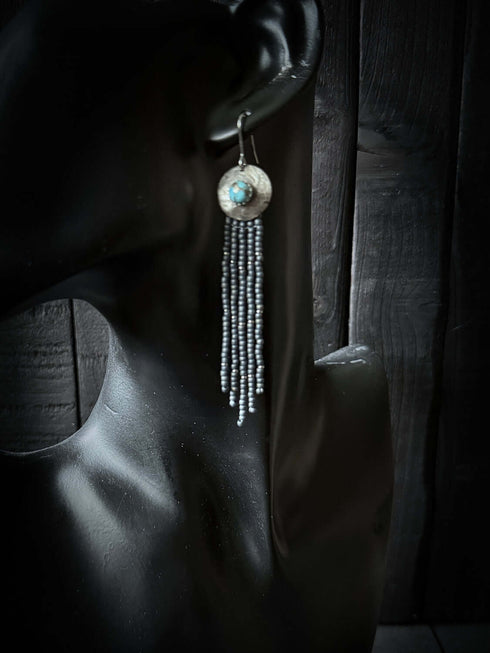 Pendientes Seeds Plata Redondo y Turquesa