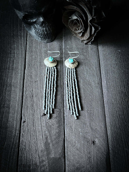 Pendientes Seeds Plata Redondo y Turquesa