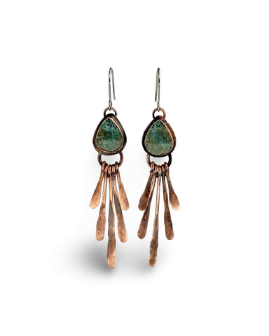 Copper Turquoise Stick Drop Earrings